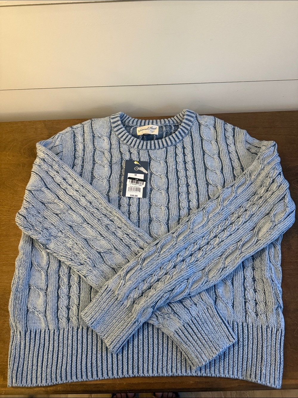 Universal Thread Light Blue Cable Knit Crewneck Sweater